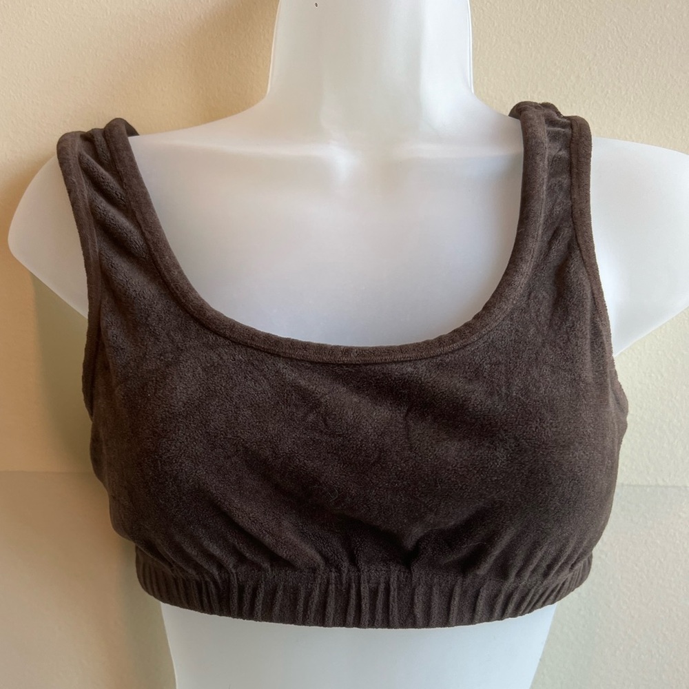 Velour Brown Crop Bra Top